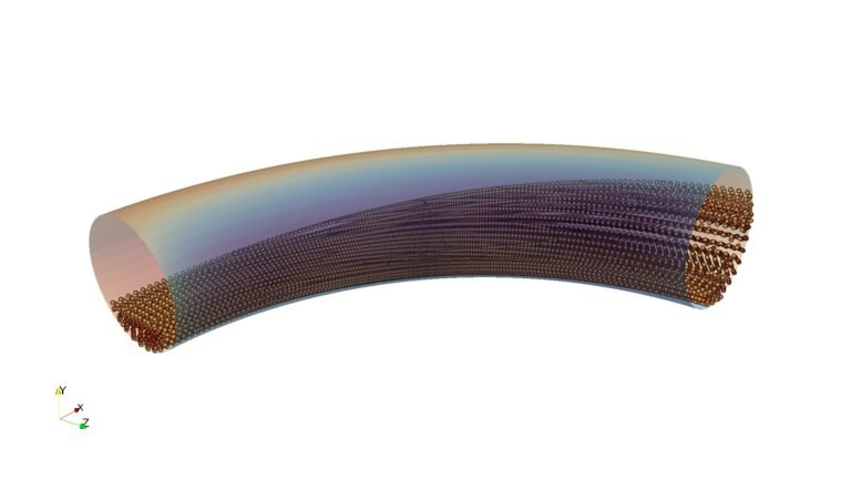 3D CFD visualization of slurry volume fraction distribution along a 90-degree pipe bend using Eulerian multiphase modeling